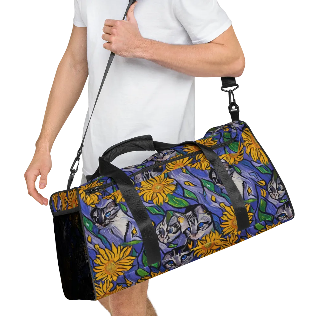 Feline Flora on Duffle Bag — Right Front