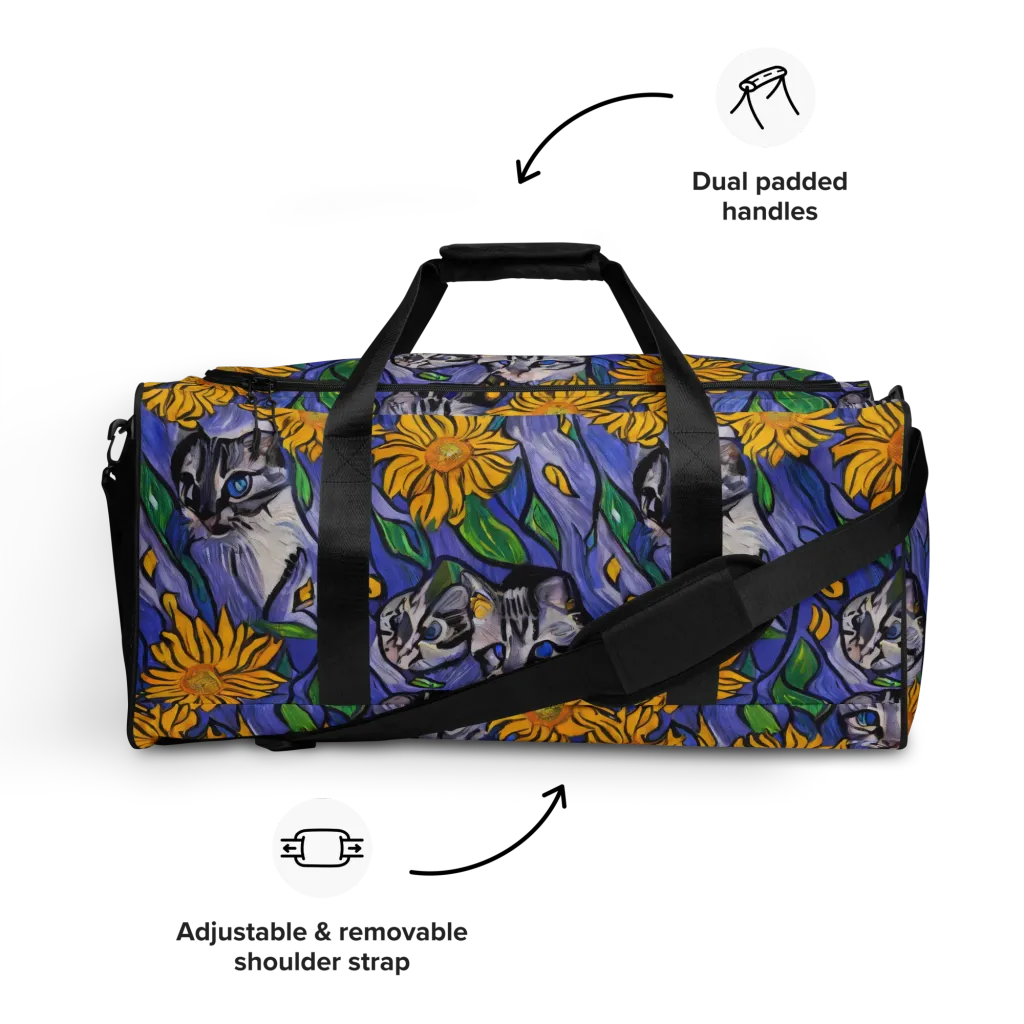 Feline Flora on Duffle Bag — Front