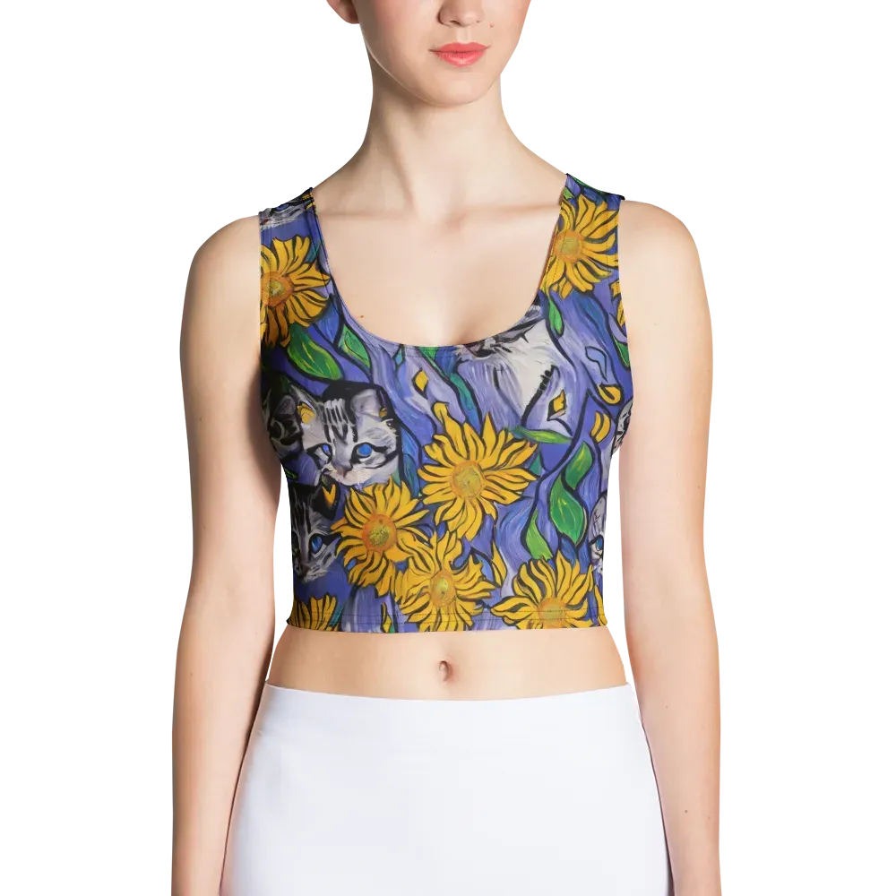 Feline Flora on Crop Top — Front