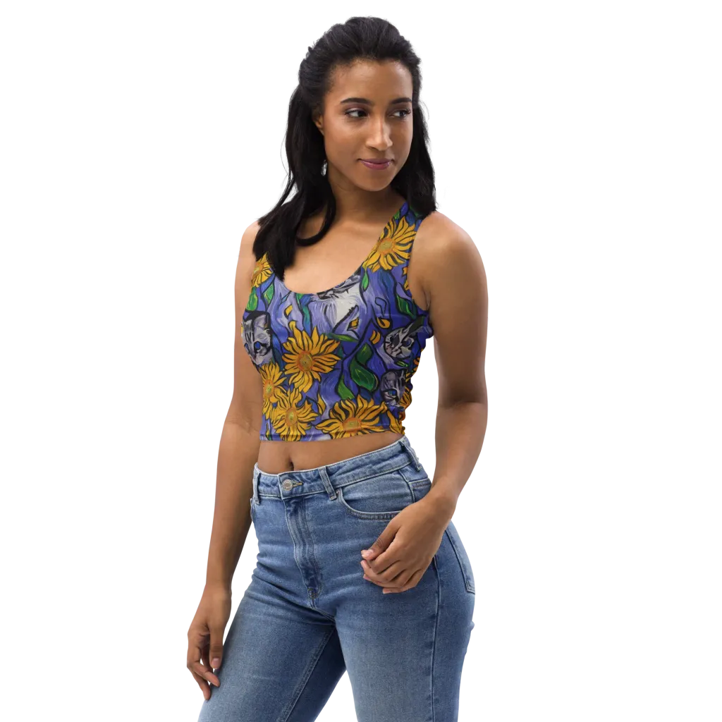 Feline Flora on Crop Top — Left Front