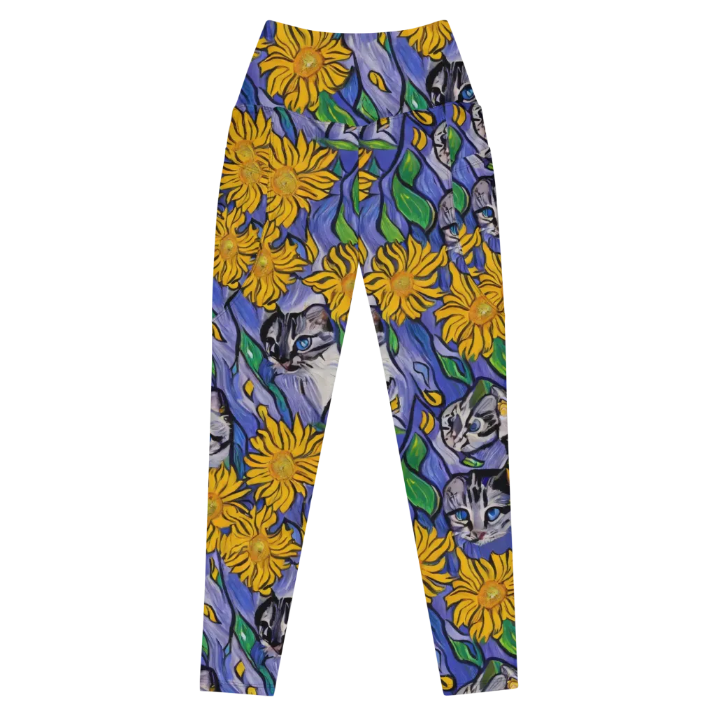Feline Flora on Leggings with Pockets — Front