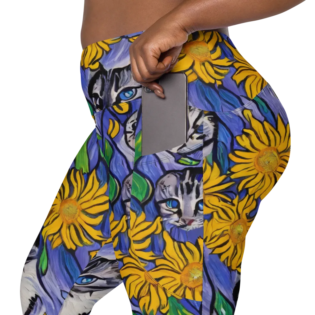 Feline Flora on Leggings with Pockets — Product details 2
