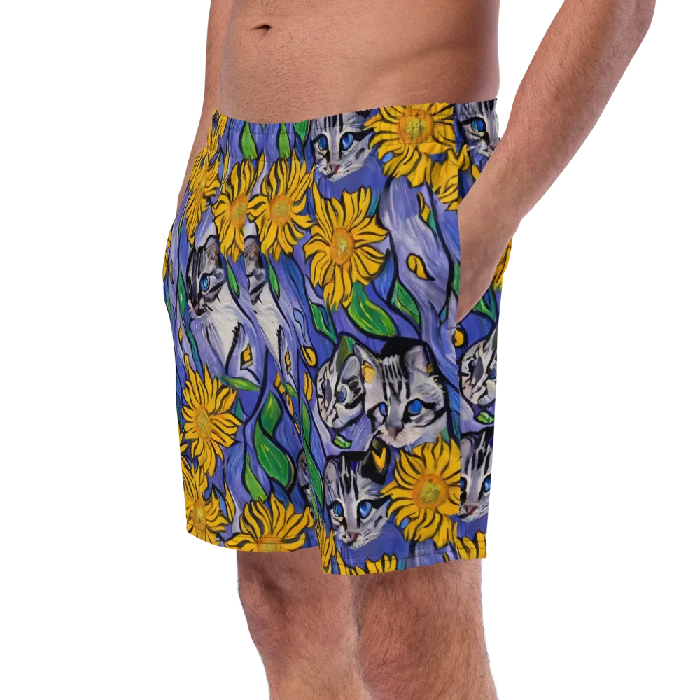 Feline Flora on Swim Trunks — Left Front