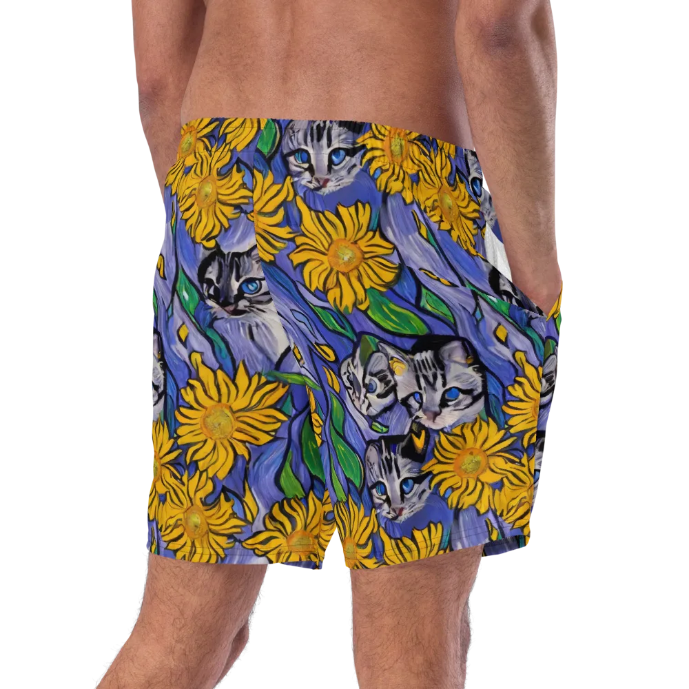 Feline Flora on Swim Trunks — Right Back