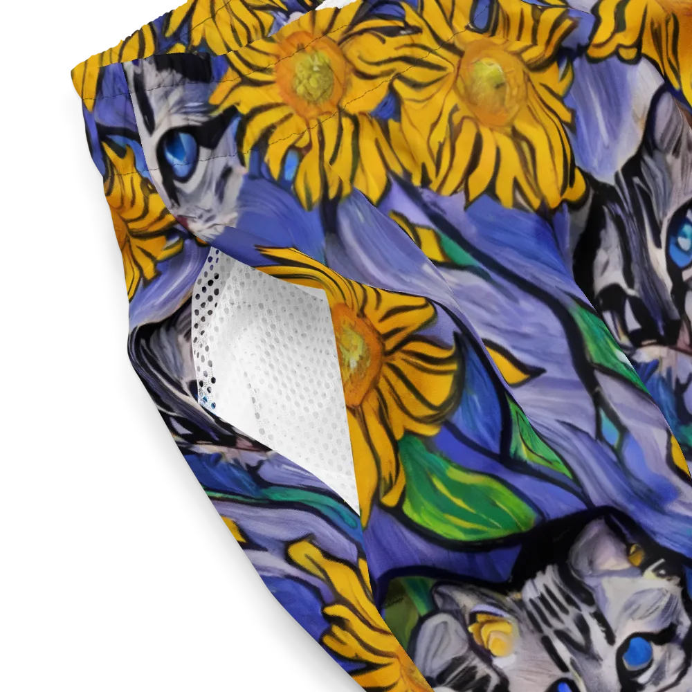 Feline Flora on Swim Trunks — Product details 2