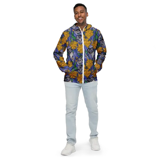 Feline Flora on a Men's Windbreaker