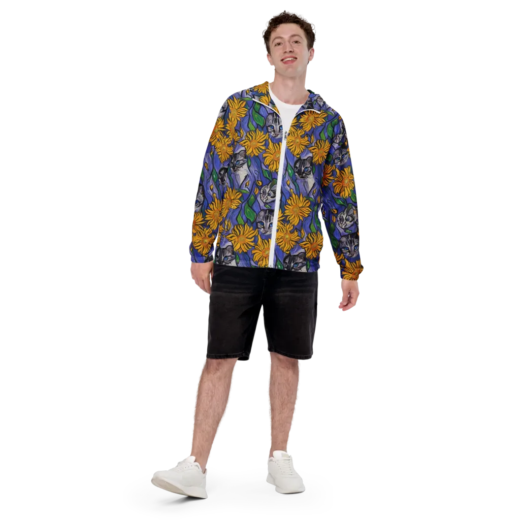 Feline Flora on Men's Windbreaker — Front