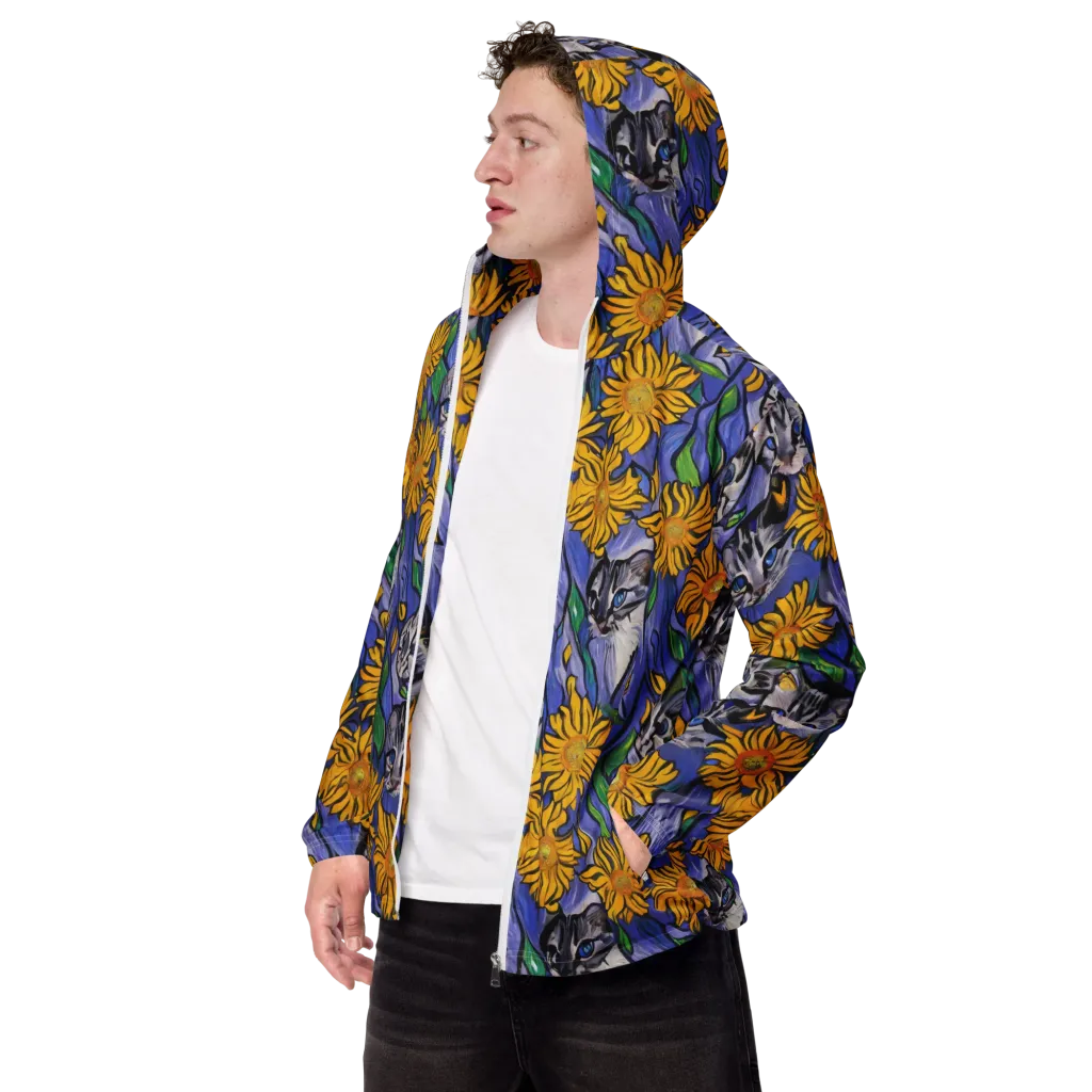 Feline Flora on Men's Windbreaker — Left Front
