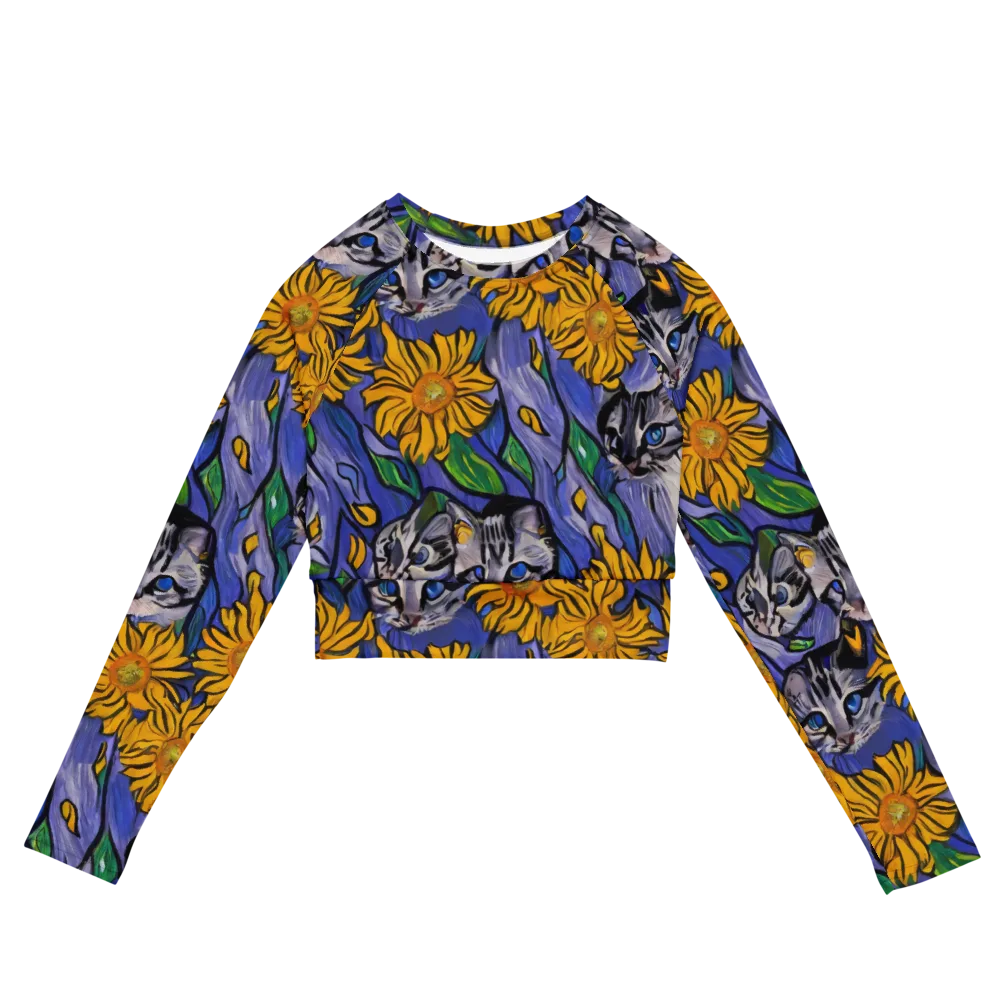 Feline Flora on Long Sleeve Crop Top — Front