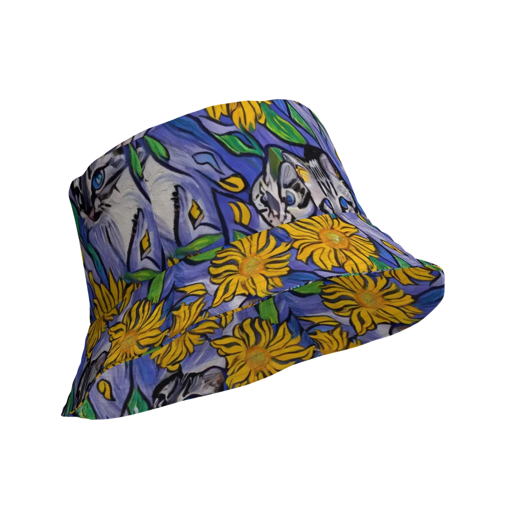 Feline Flora on Reversible Bucket Hat — Product details Outside