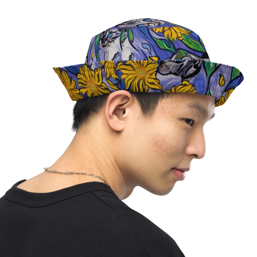 Feline Flora on Reversible Bucket Hat — Right Outside