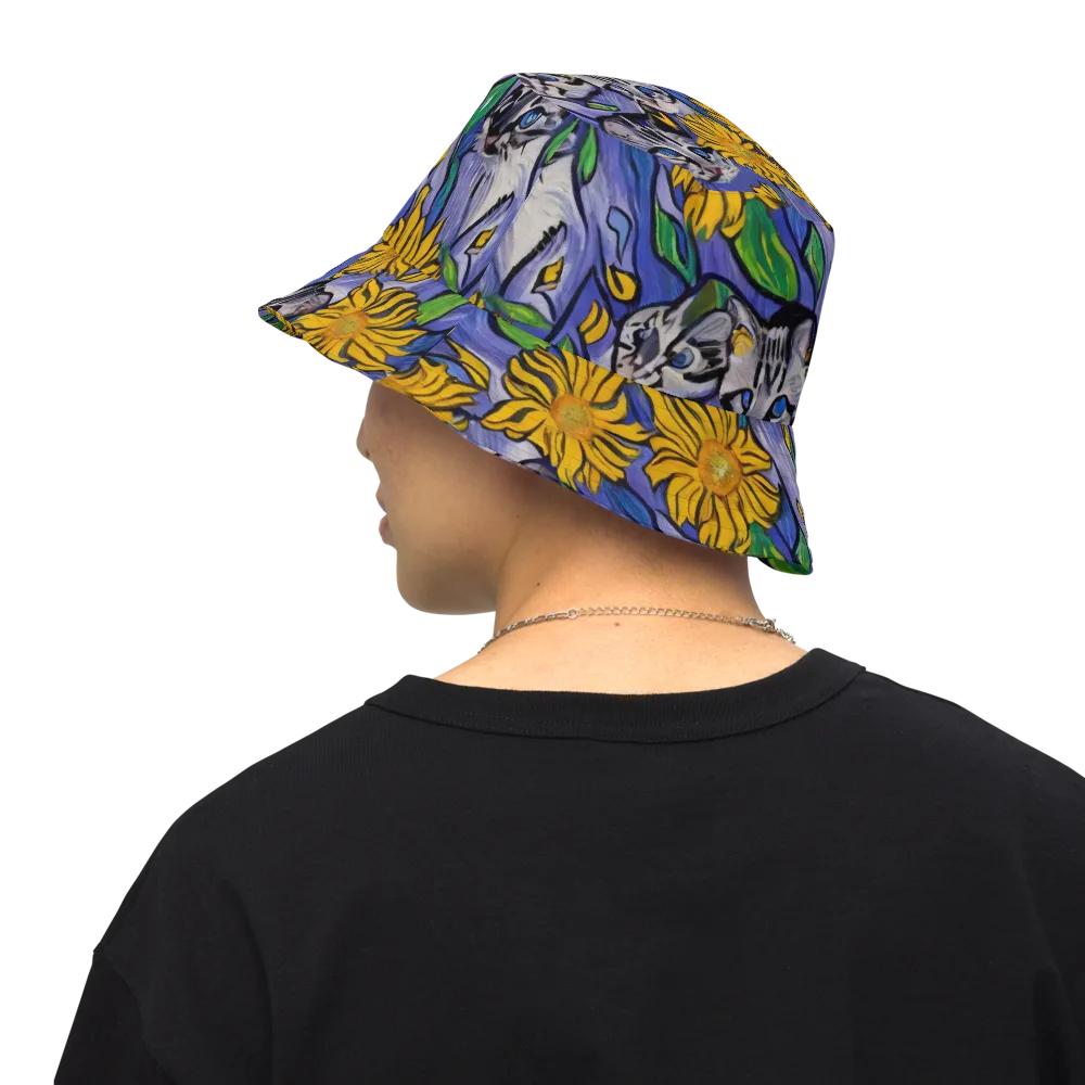 Feline Flora on Reversible Bucket Hat — Back Inside