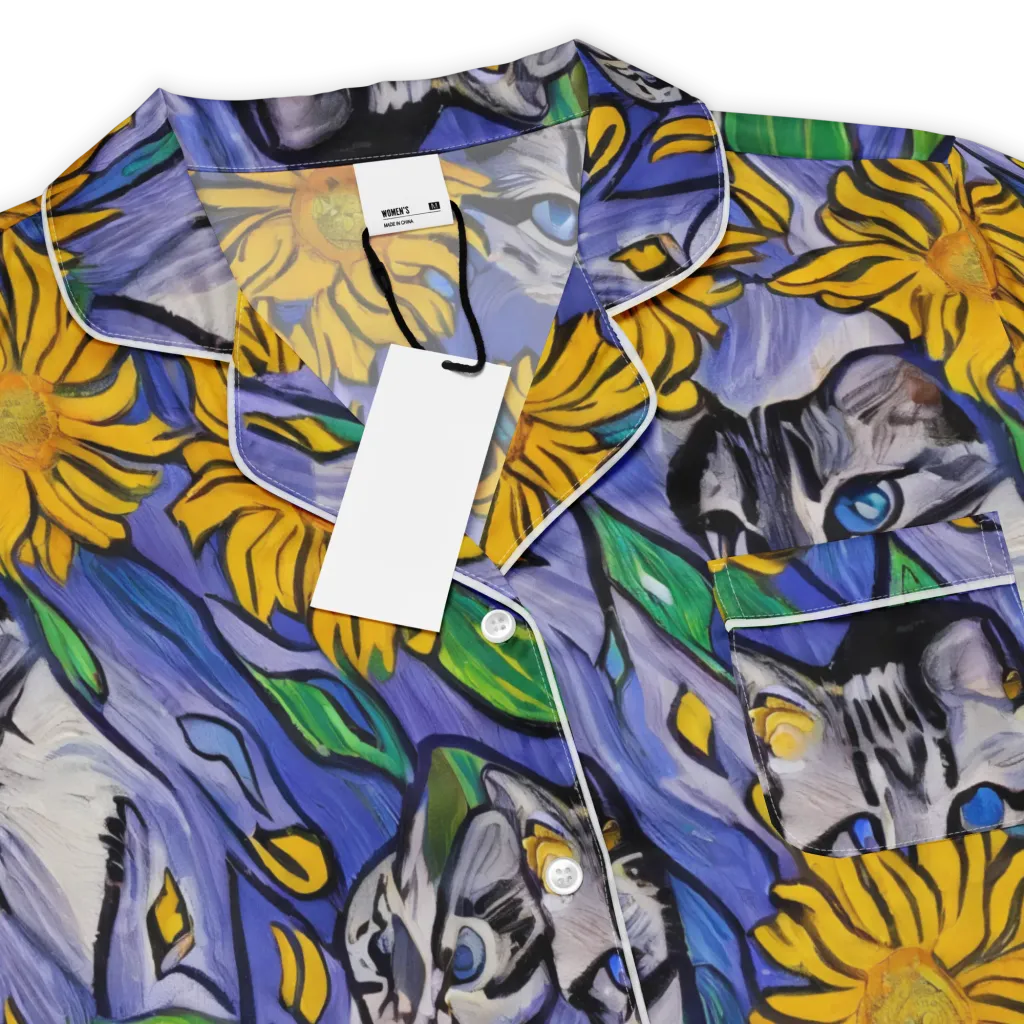 Feline Flora on Women's Short Sleeve Pajama Top — Product details
