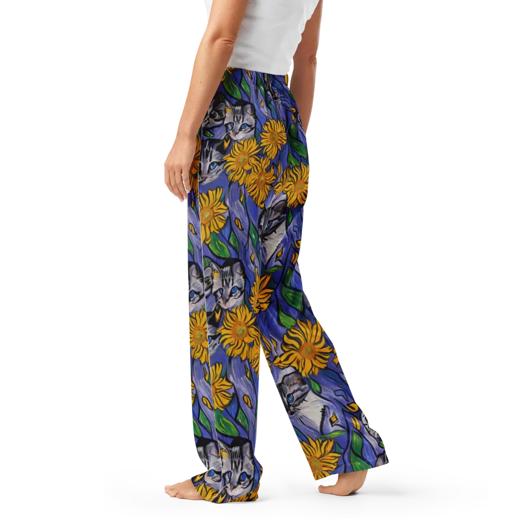 Feline Flora on Women's Pajama Pants — Left