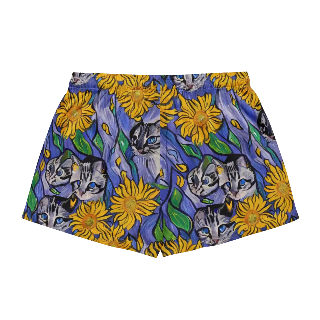 Feline Flora on Women's Pajama Shorts — Back