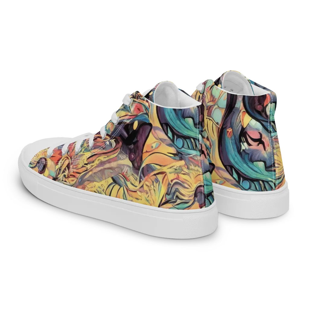 Harmonic Dream on Men's High Top Canvas Shoes — Left Back