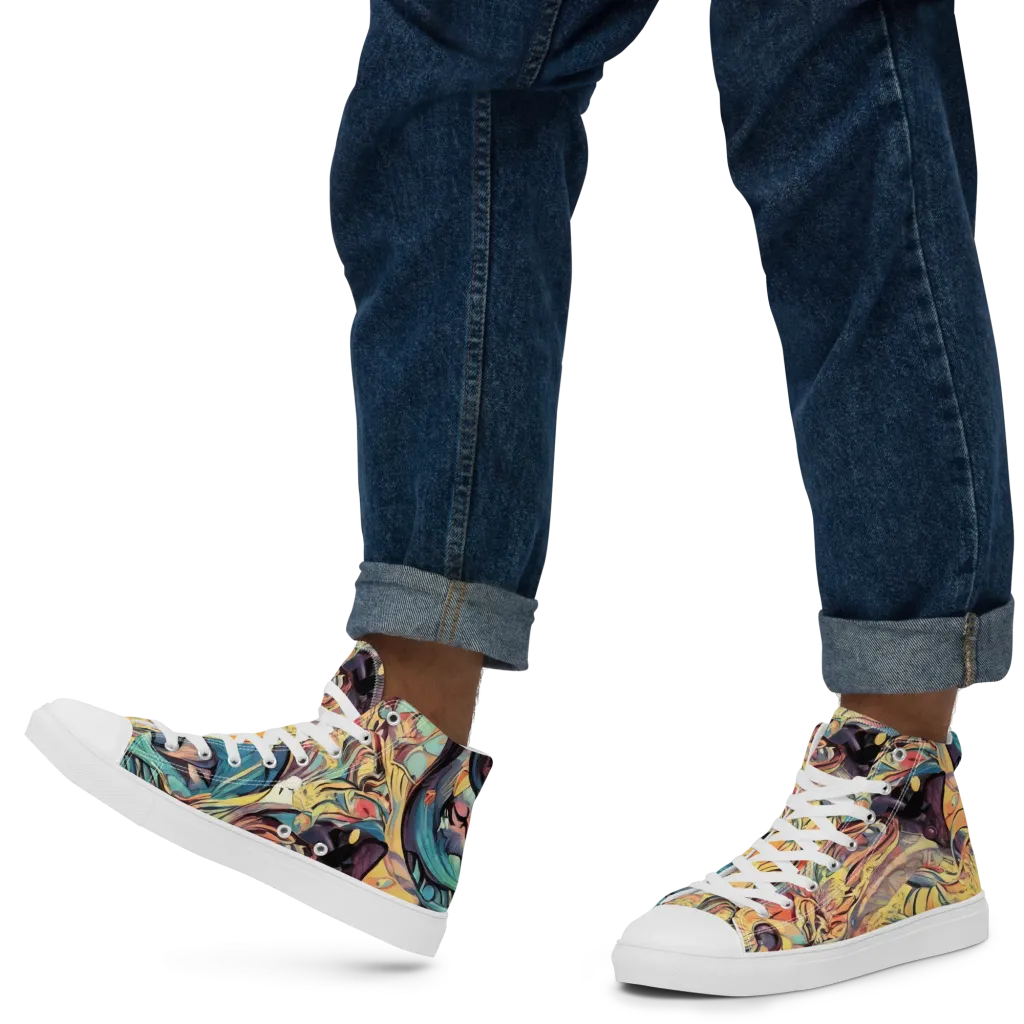 Harmonic Dream on Men's High Top Canvas Shoes — Left
