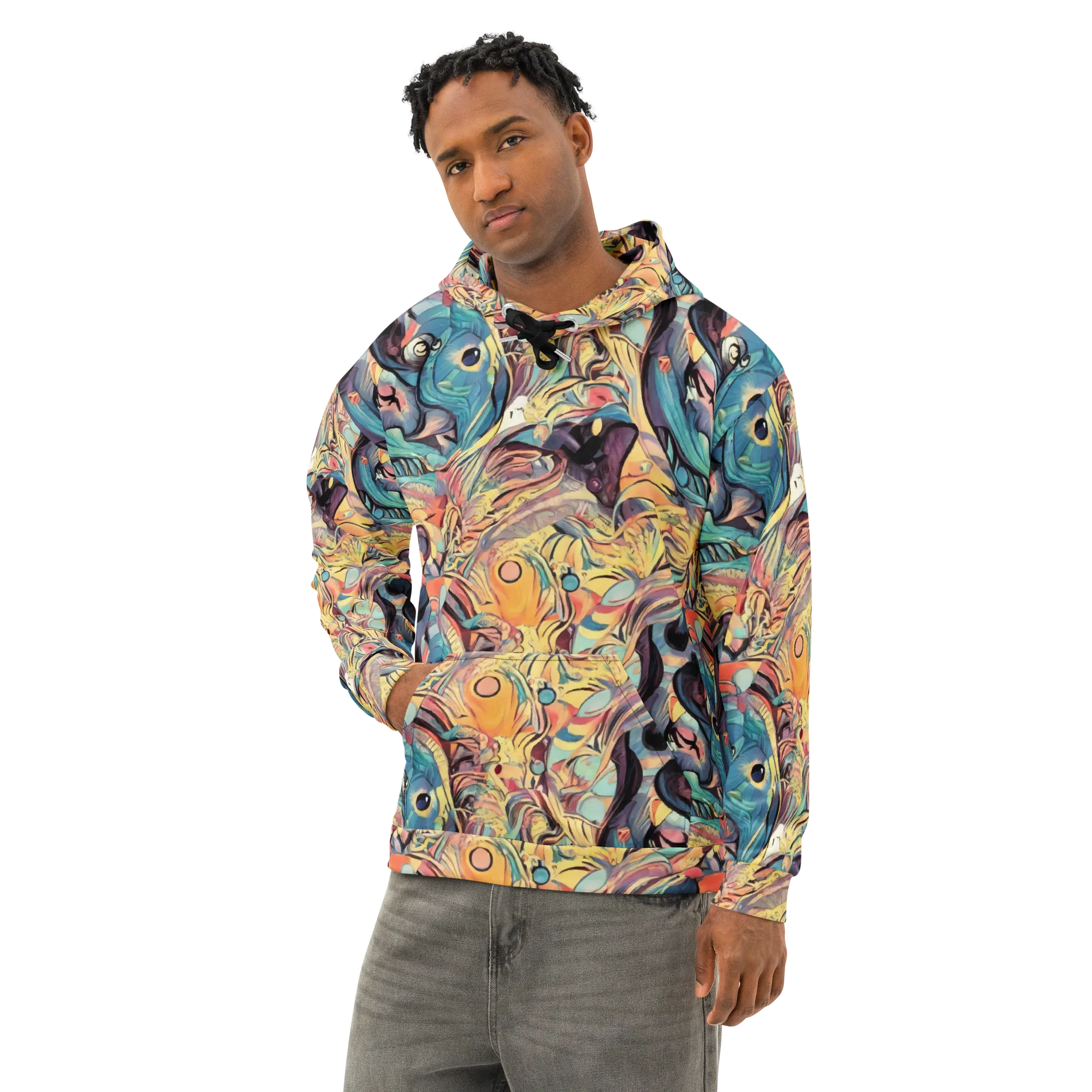 Harmonic Dream on Cotton Hoodie — Left Front