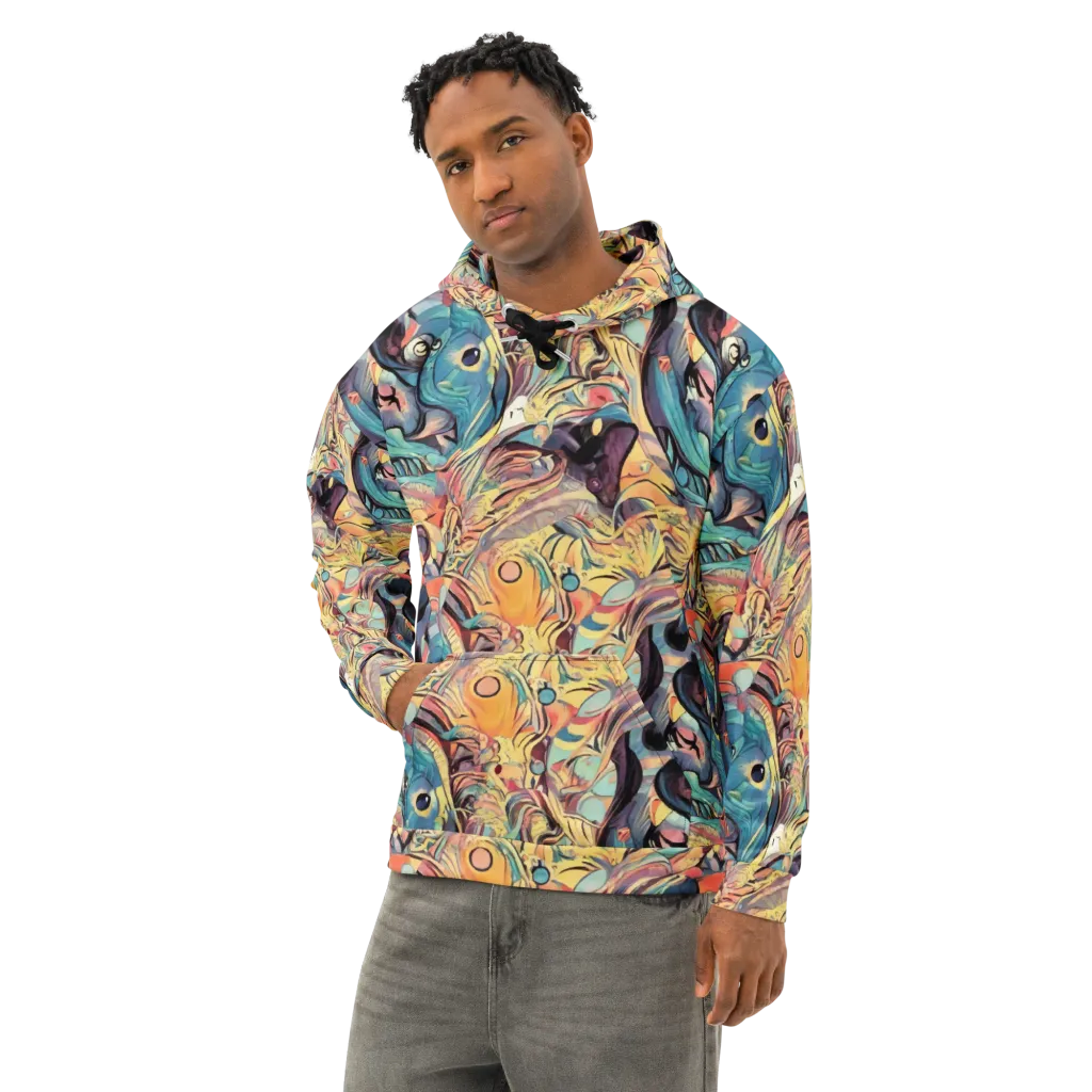 Harmonic Dream on Cotton Hoodie — Left Front
