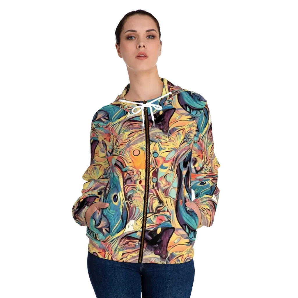 Harmonic Dream on Women's Full-Zip Hoodie — Front On Person