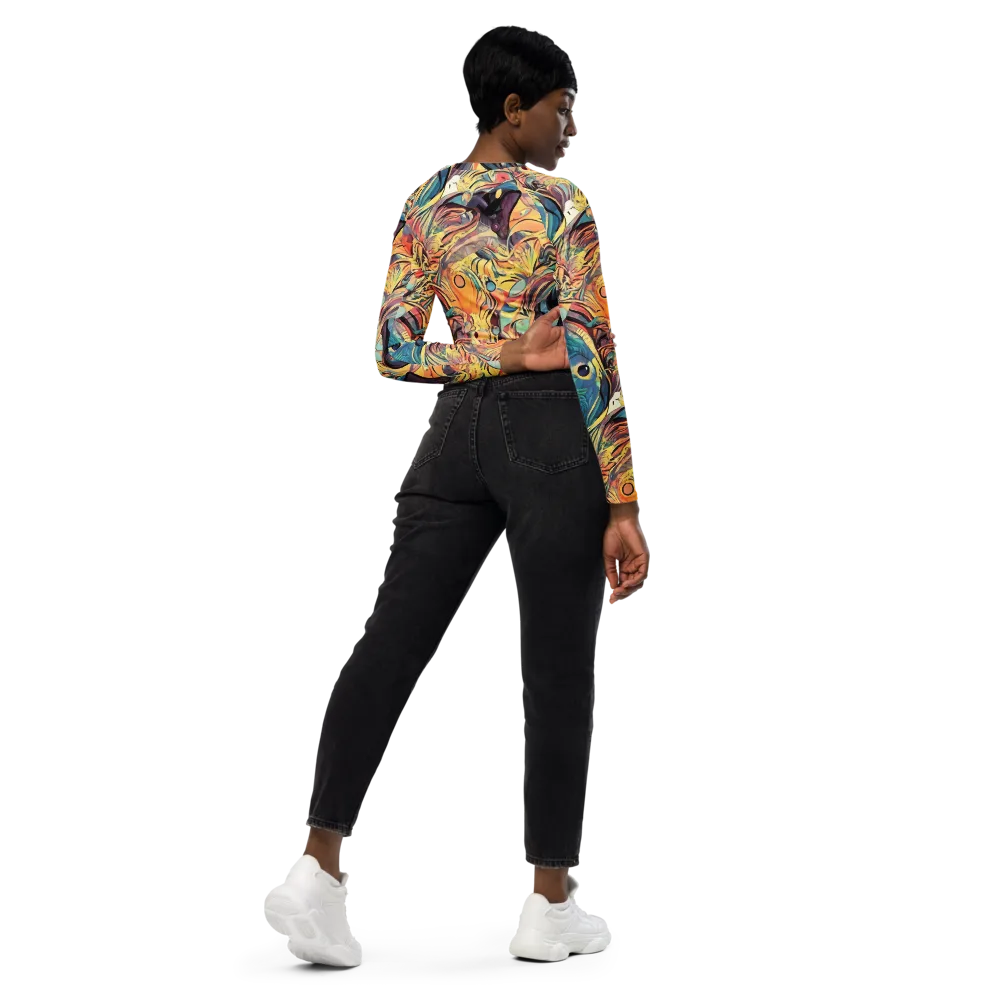 Harmonic Dream on Long Sleeve Crop Top — Right Back