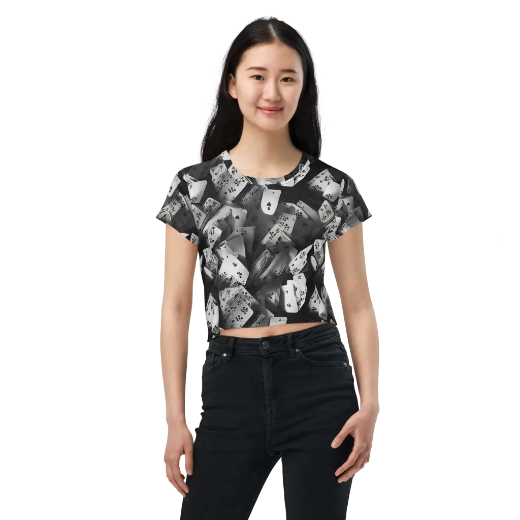 Fortune’s Folly on Crop Tee — Front