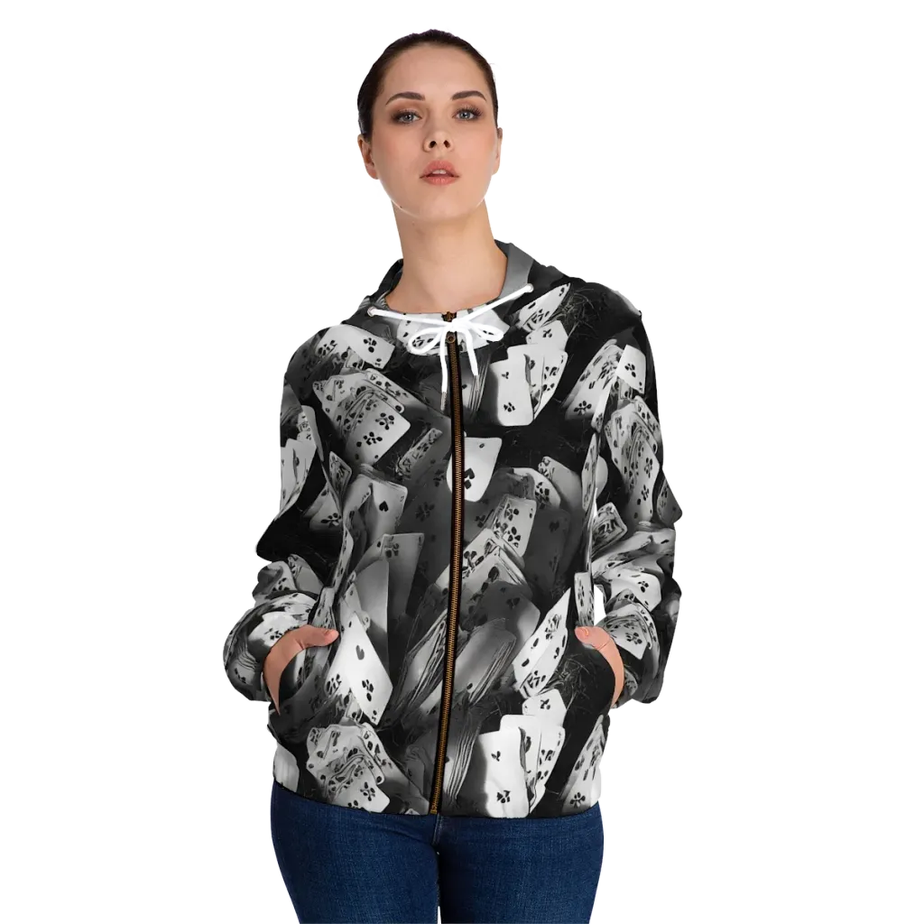 Fortune’s Folly on Women's Full-Zip Hoodie — Front On Person