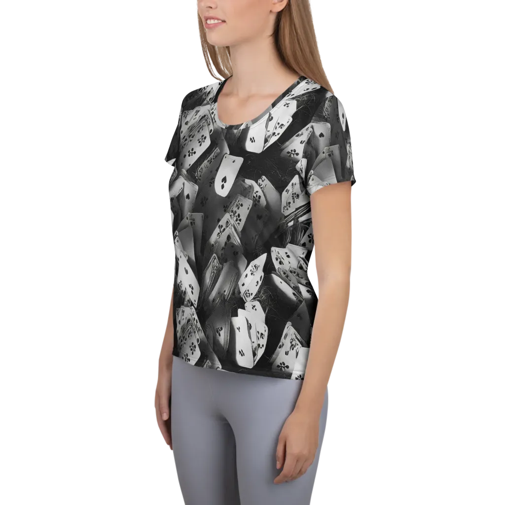 Fortune’s Folly on Women's Athletic T-Shirt — Left