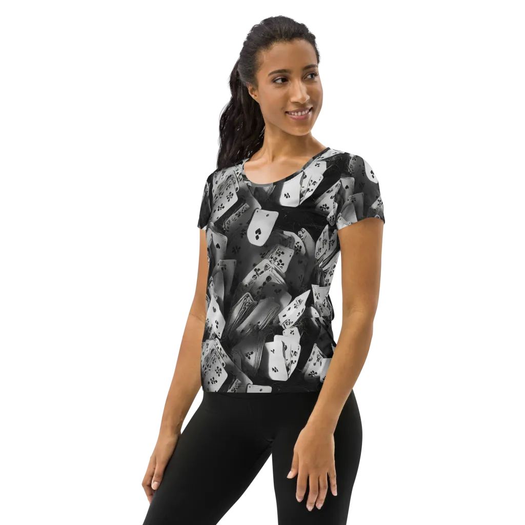 Fortune’s Folly on Women's Athletic T-Shirt — Left