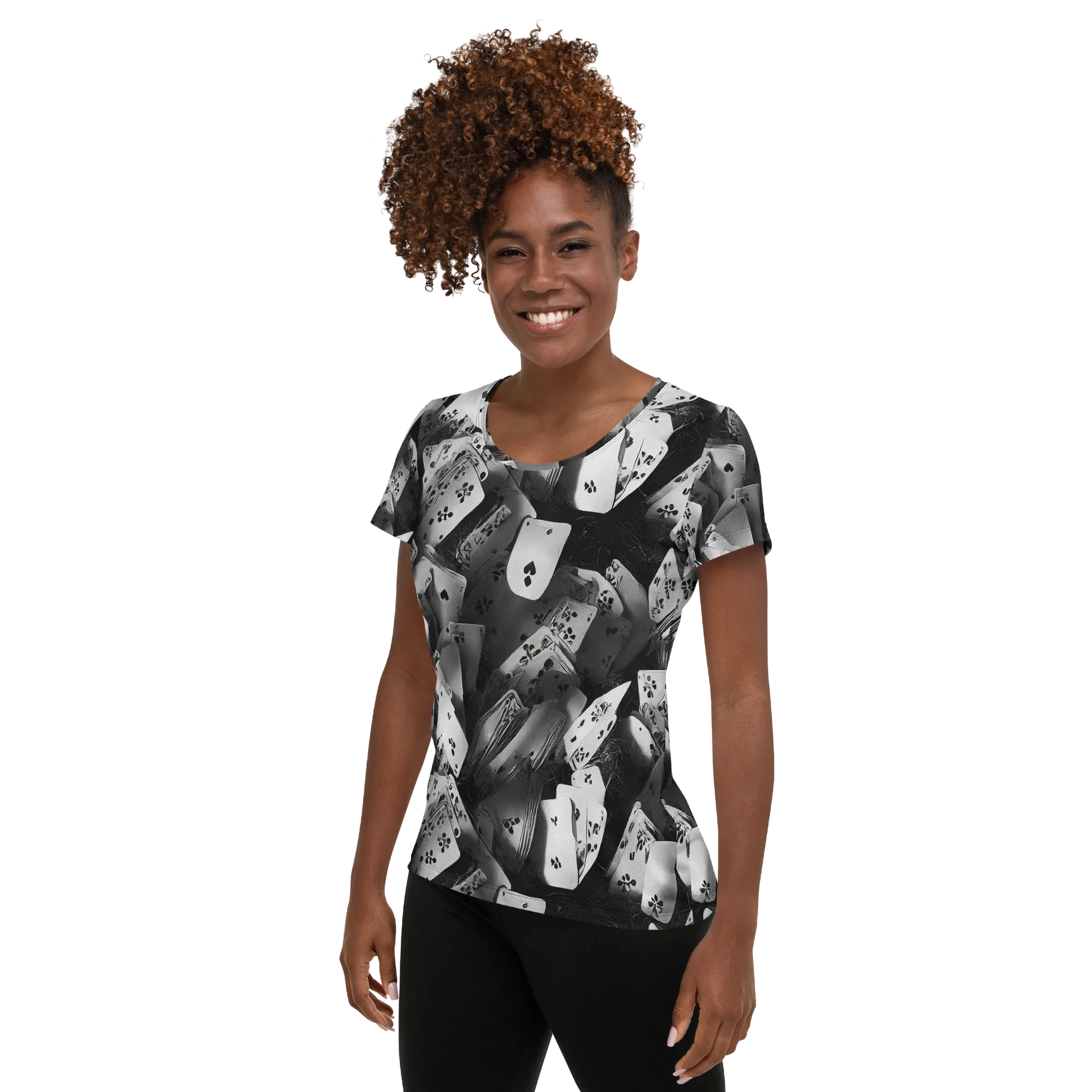 Fortune’s Folly on Women's Athletic T-Shirt — Left