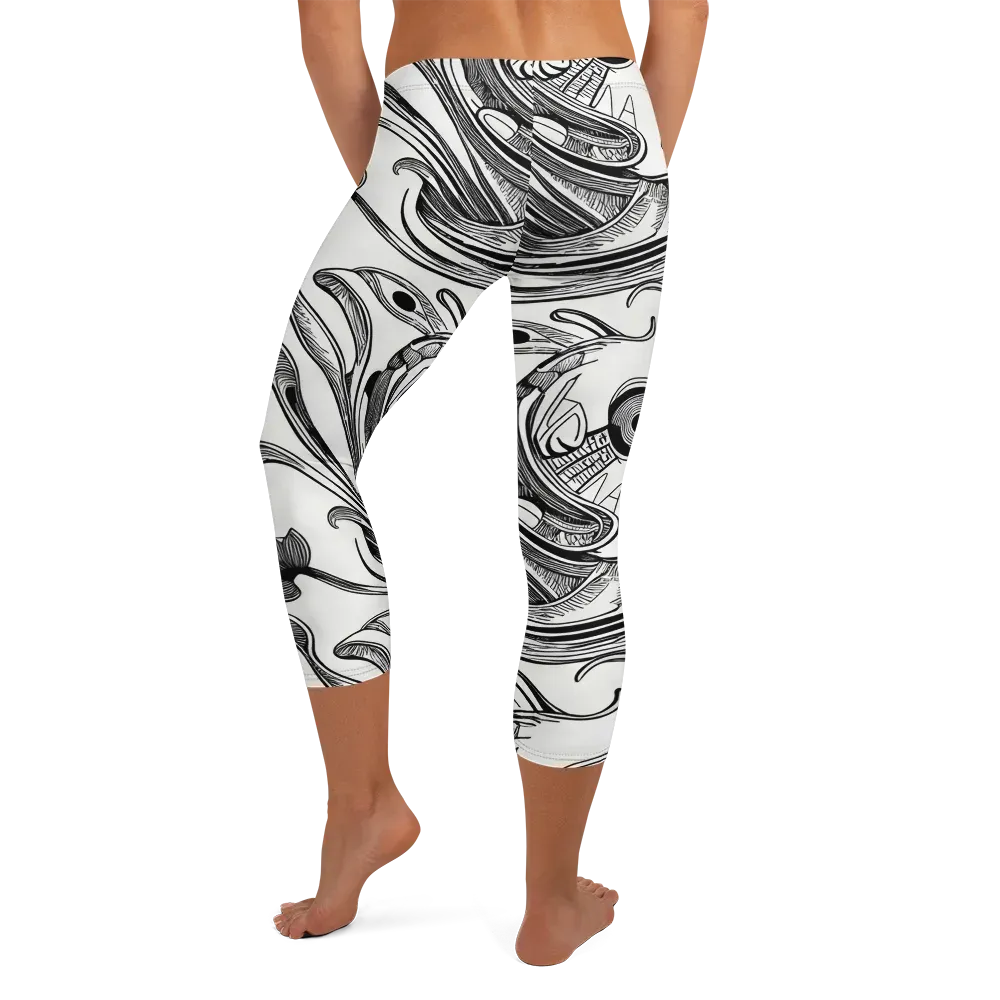 Rhythmic Riddle on Capri Leggings — Back