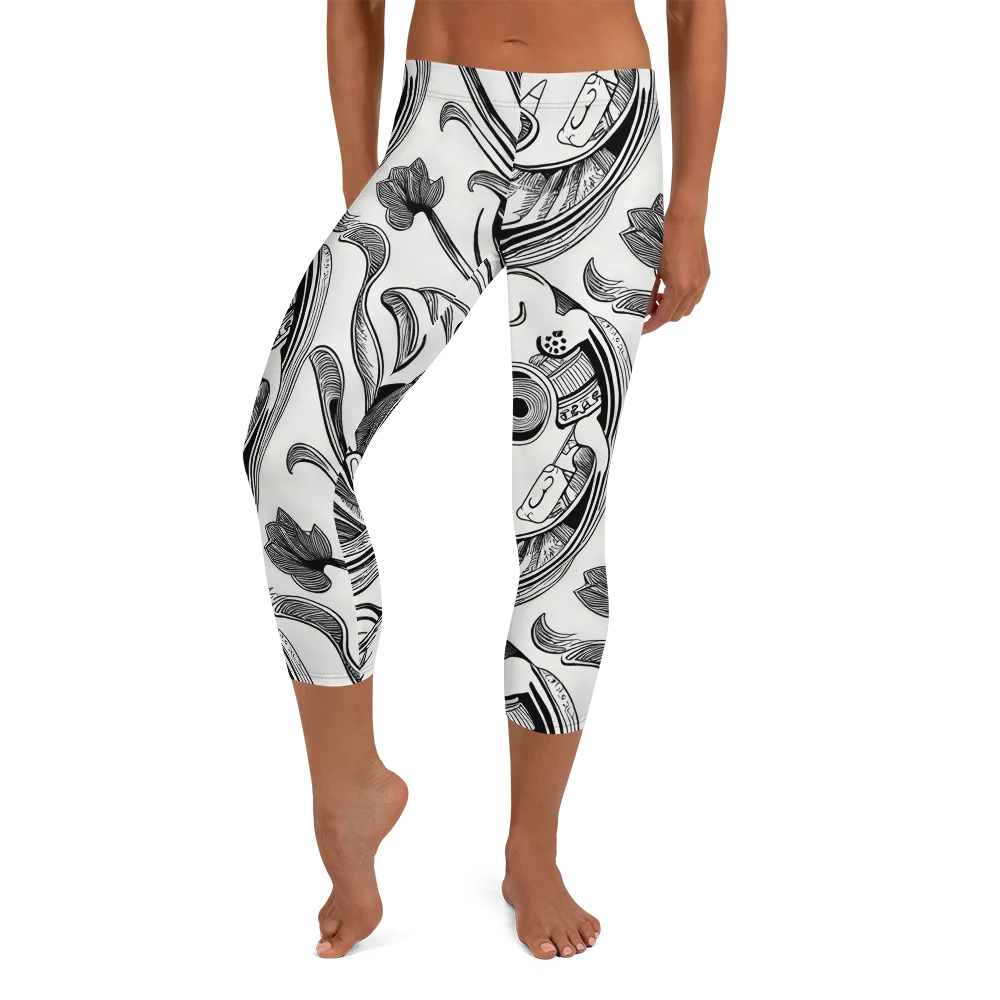 Rhythmic Riddle on Capri Leggings — Front
