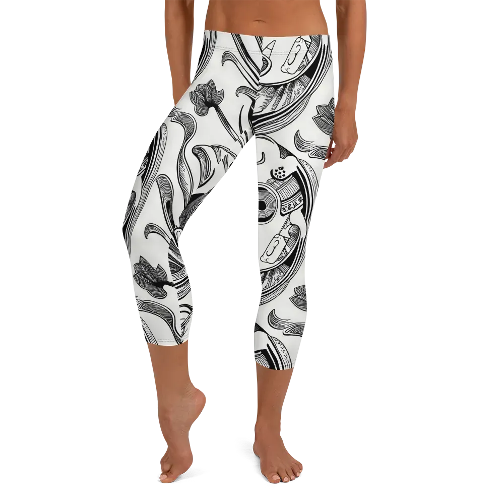 Rhythmic Riddle on Capri Leggings — Front