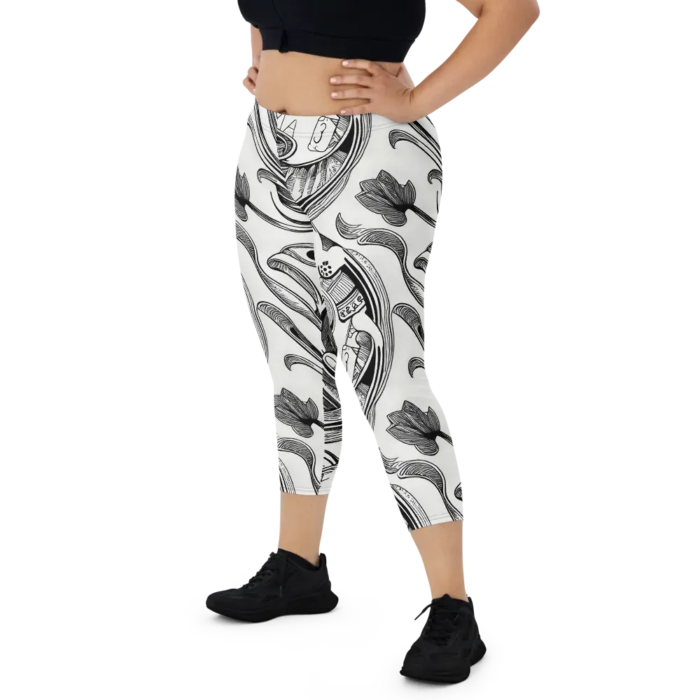 Rhythmic Riddle on Capri Leggings — Front