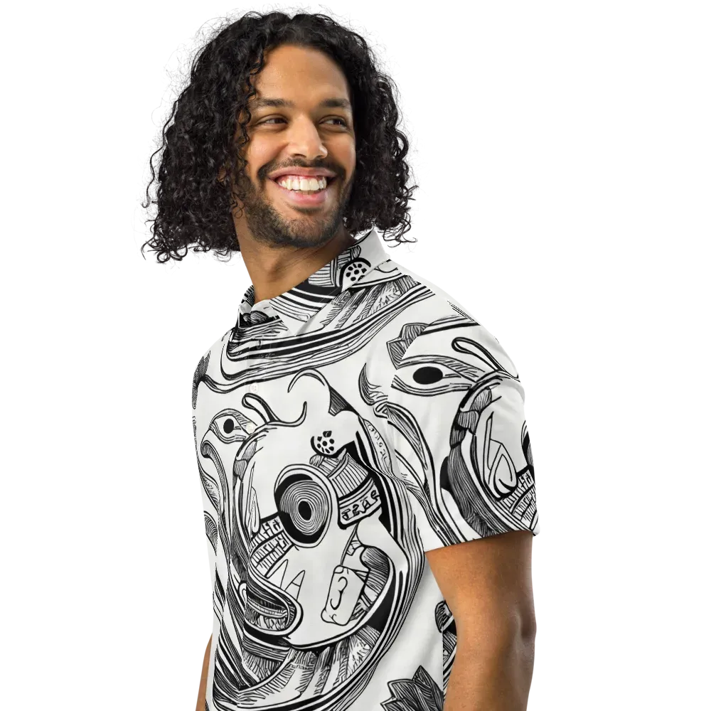 Rhythmic Riddle on Men's Slim Fit Polo Shirt — Left Front