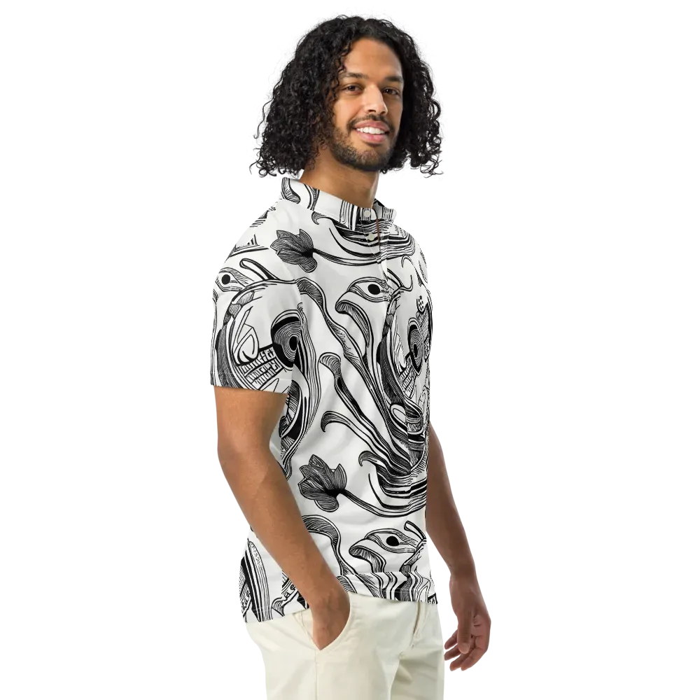Rhythmic Riddle on Men's Slim Fit Polo Shirt — Right Front