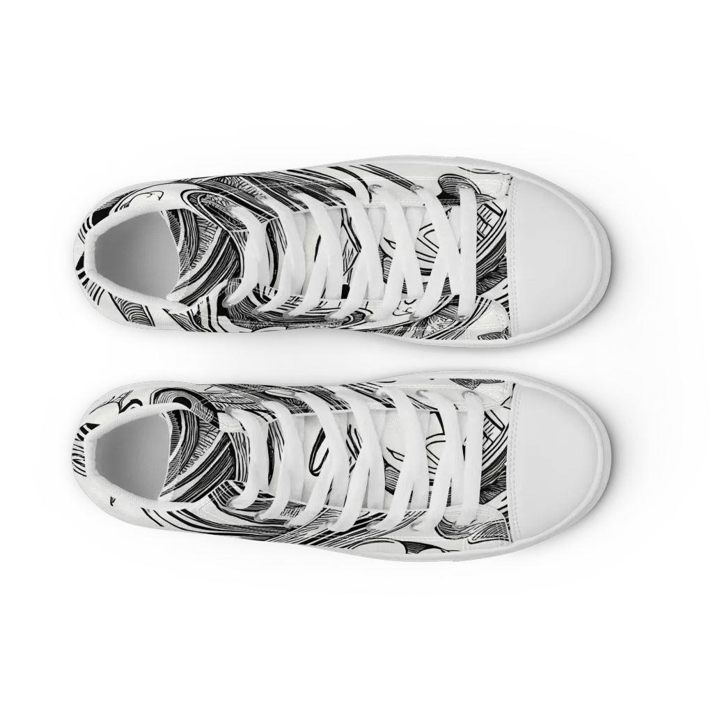 Rhythmic Riddle on Men's High Top Canvas Shoes — Front