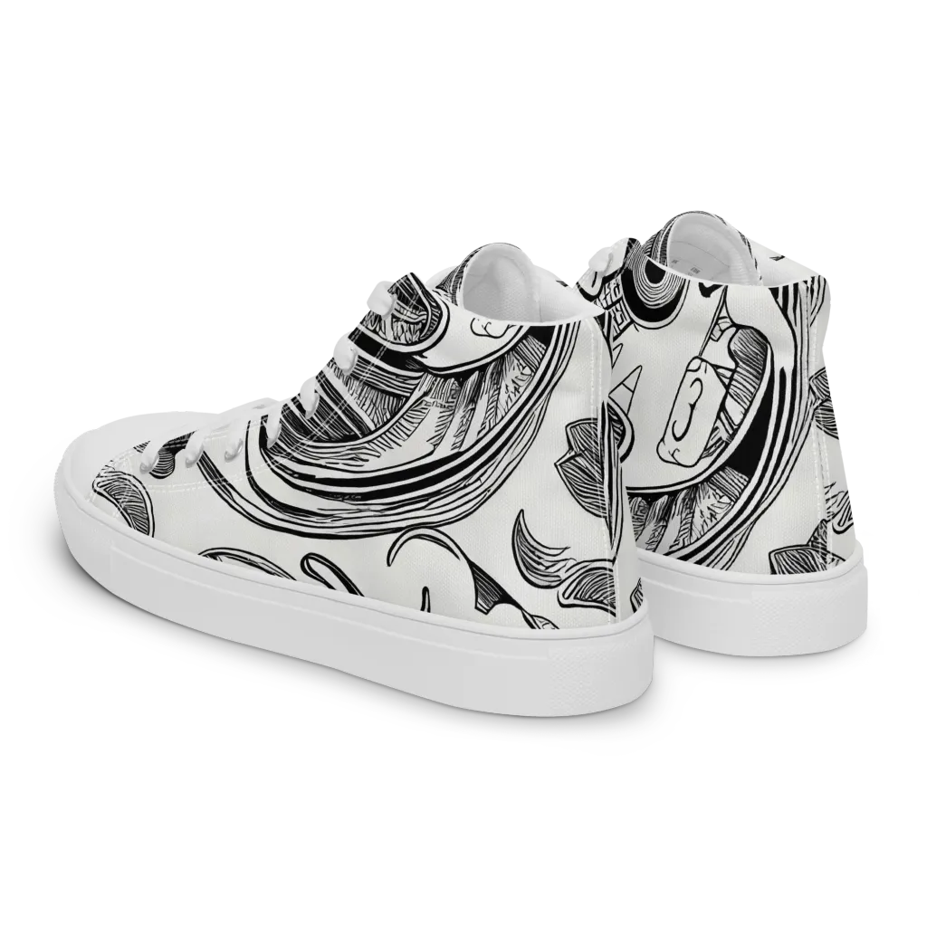 Rhythmic Riddle on Men's High Top Canvas Shoes — Left Back