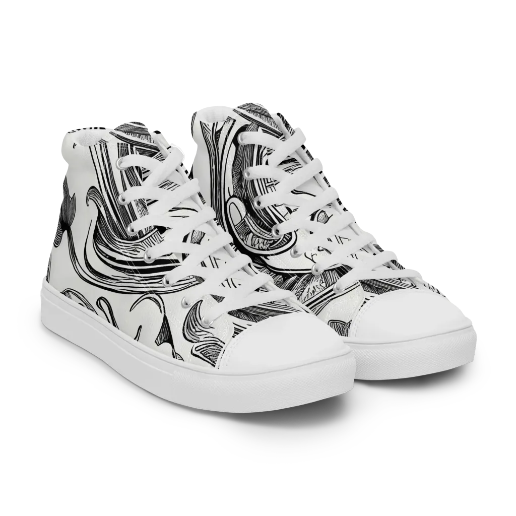 Rhythmic Riddle on Men's High Top Canvas Shoes — Right Front