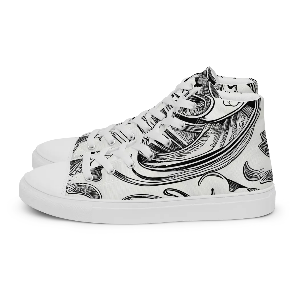 Rhythmic Riddle on Men's High Top Canvas Shoes — Left