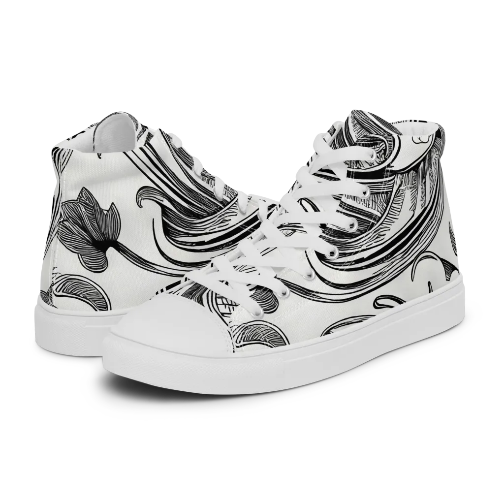 Rhythmic Riddle on Men's High Top Canvas Shoes — Left
