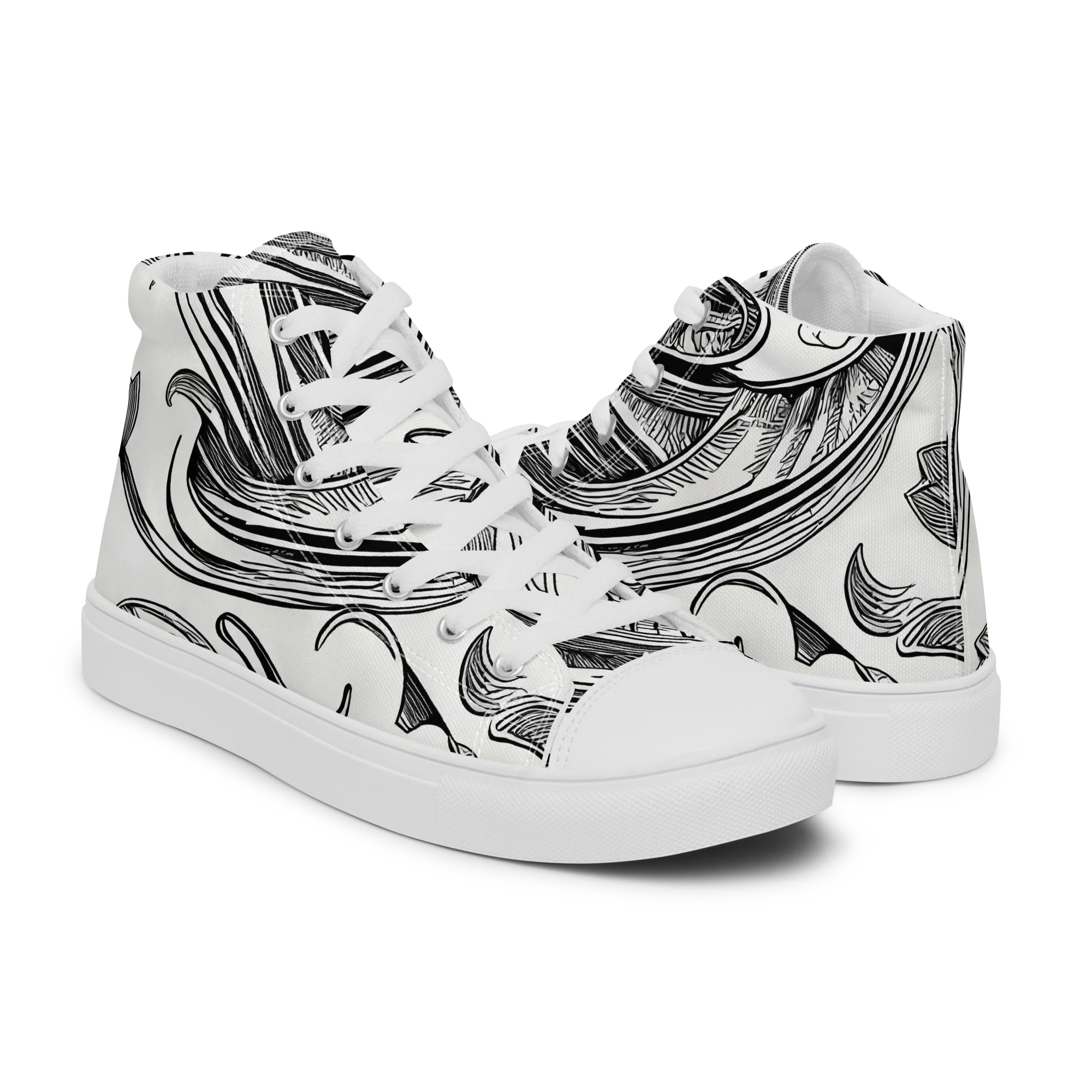 Rhythmic Riddle on Men's High Top Canvas Shoes — Right