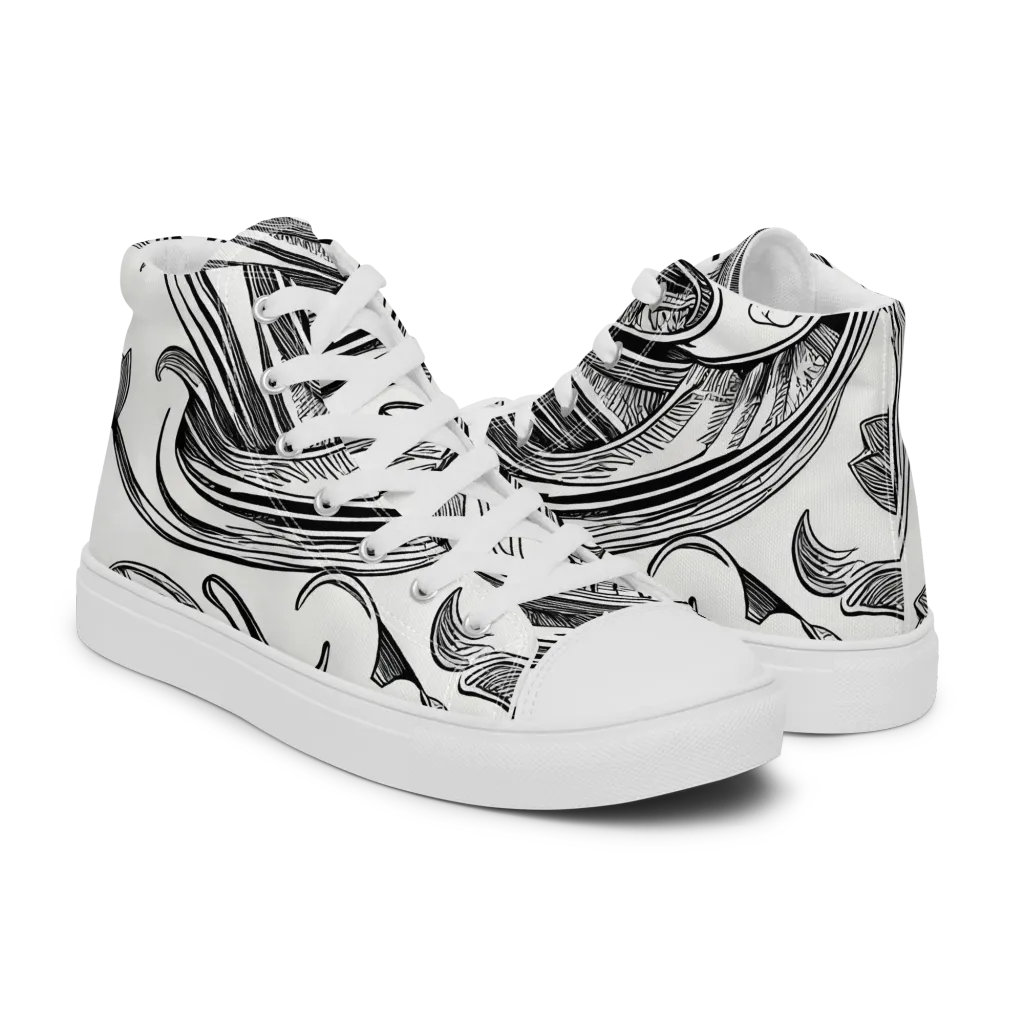 Rhythmic Riddle on Men's High Top Canvas Shoes — Right