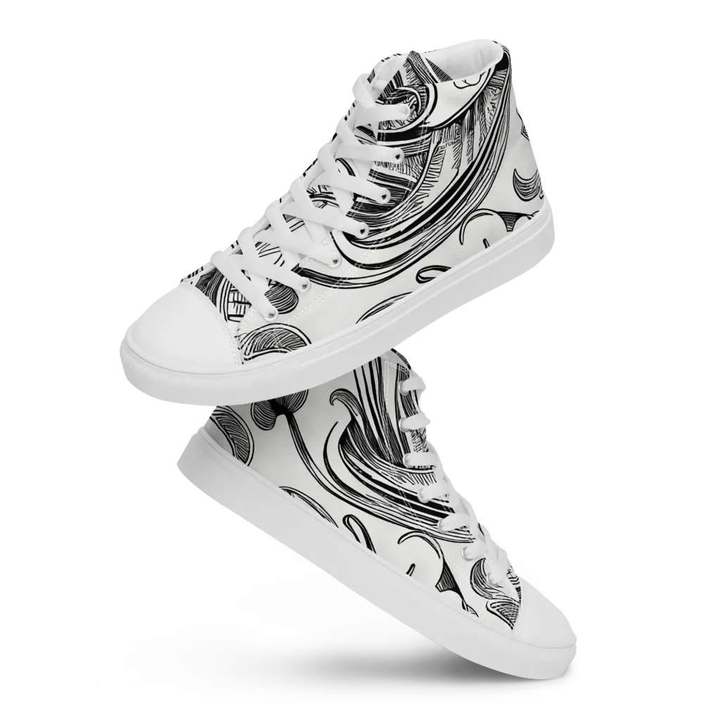 Rhythmic Riddle on Men's High Top Canvas Shoes — Front