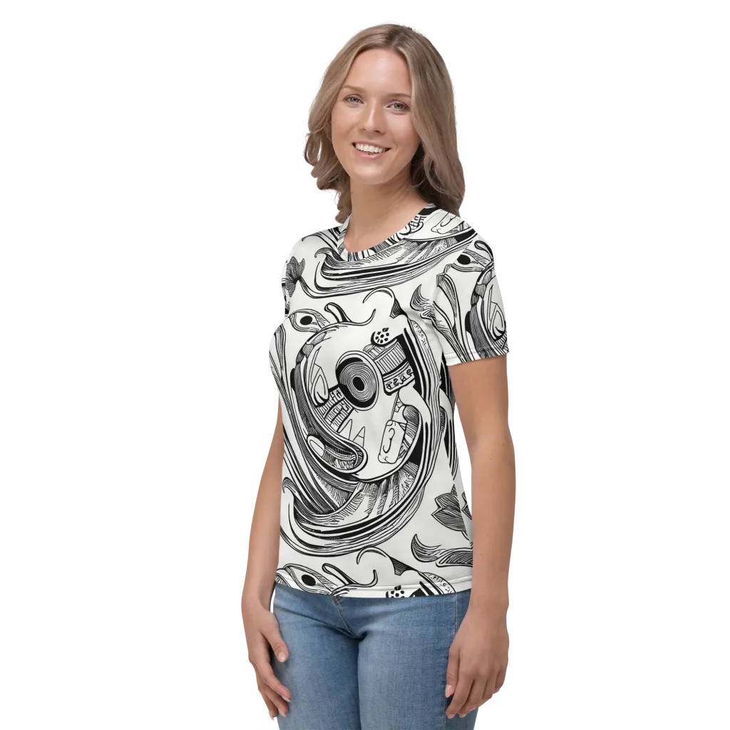 Rhythmic Riddle on Women's Crew Neck T-Shirt — Left