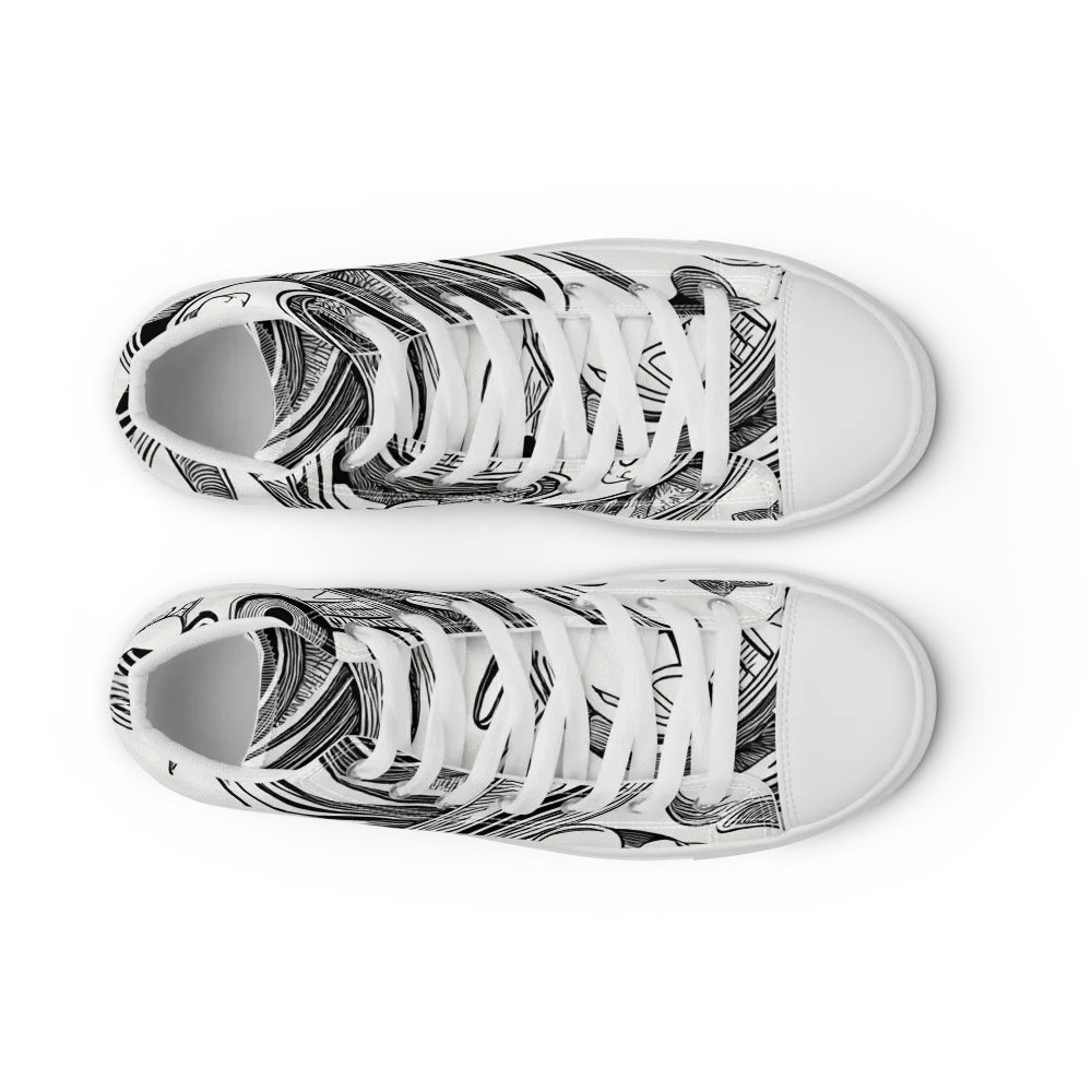 Rhythmic Riddle on Women's High Top Canvas Shoes — Front