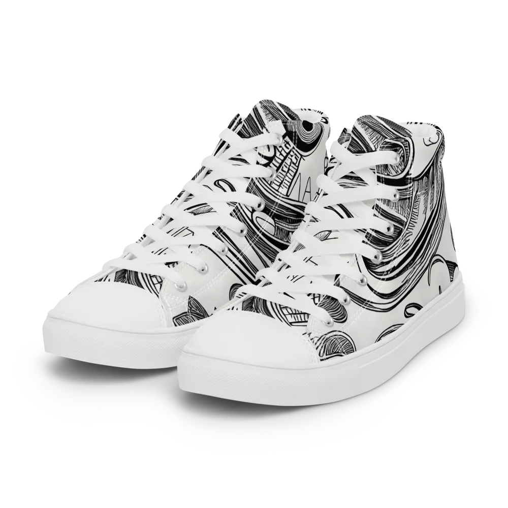 Rhythmic Riddle on Women's High Top Canvas Shoes — Left Front