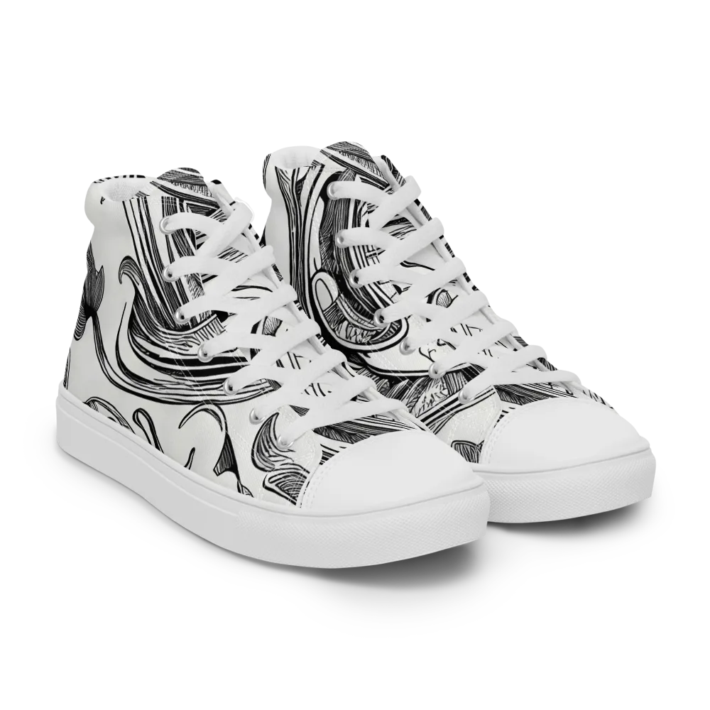 Rhythmic Riddle on Women's High Top Canvas Shoes — Right Front