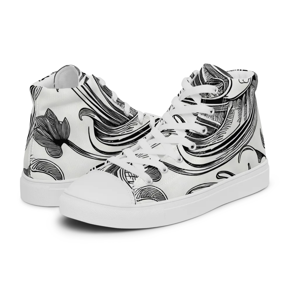 Rhythmic Riddle on Women's High Top Canvas Shoes — Left