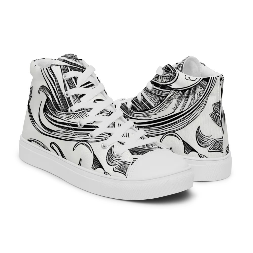 Rhythmic Riddle on Women's High Top Canvas Shoes — Right